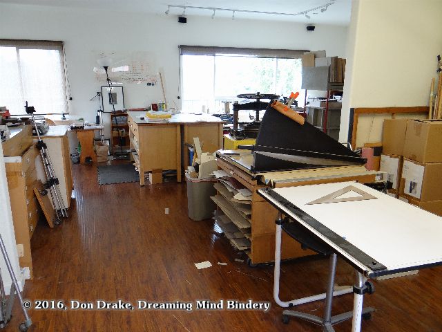 An interior shot of Dreaming Mind Studio after cleaning up enough to start a new project