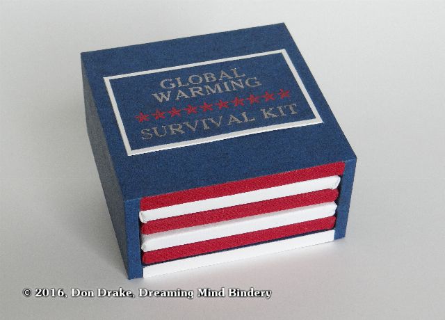 Don Drake's miniature book "Global Warming Survival Kit"; hero shot