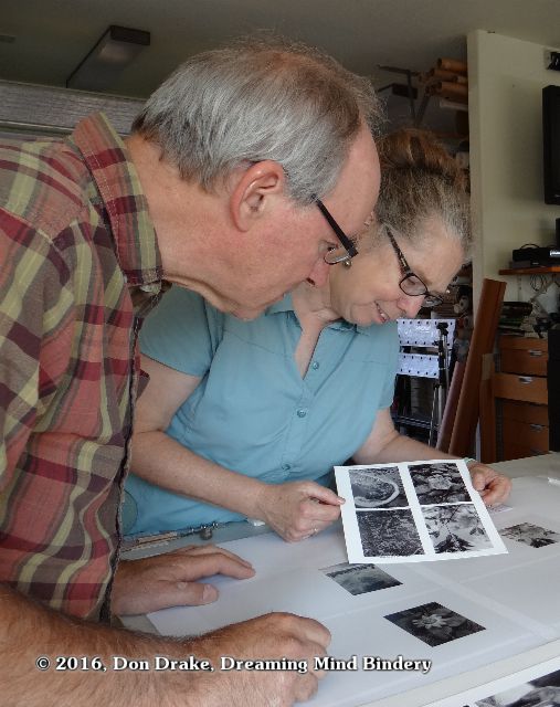 Kate Jordahl and Don Drake check the proofs for the books 5 & 6 of their One Poem Series collaboration