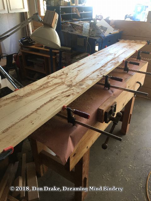 The fascias after mating the pieces and clamping them