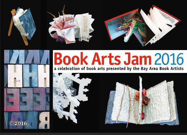 Front side of the 2016 Book Arts Jam announcement post card